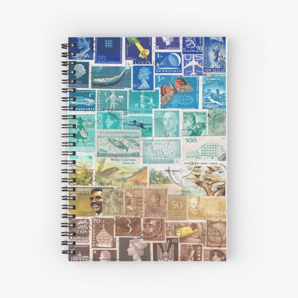 Beachy - Postage Stamp Collage Spiral Notebook