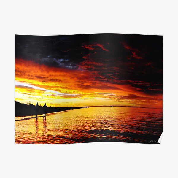 Walking together enjoying the sunset Poster