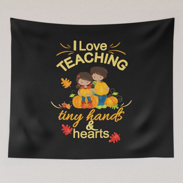 Item preview, Thanksgiving Fall Teacher Gift Cute KIds & Pumpkin I Love Teaching Tiny Hands & Hearts designed and sold by Sapphire Star.