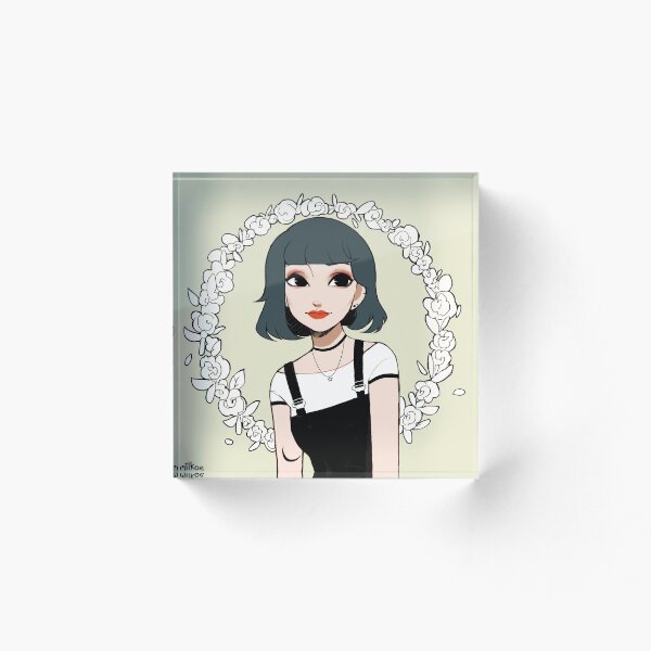 Item preview, Green flower girl with tattoos designed and sold by milkoe-art.