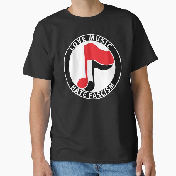 Vista previa del artículo con la obra «Antifa Logo - Love Music Hate Fascism», diseñado y vendido por fabianb.
