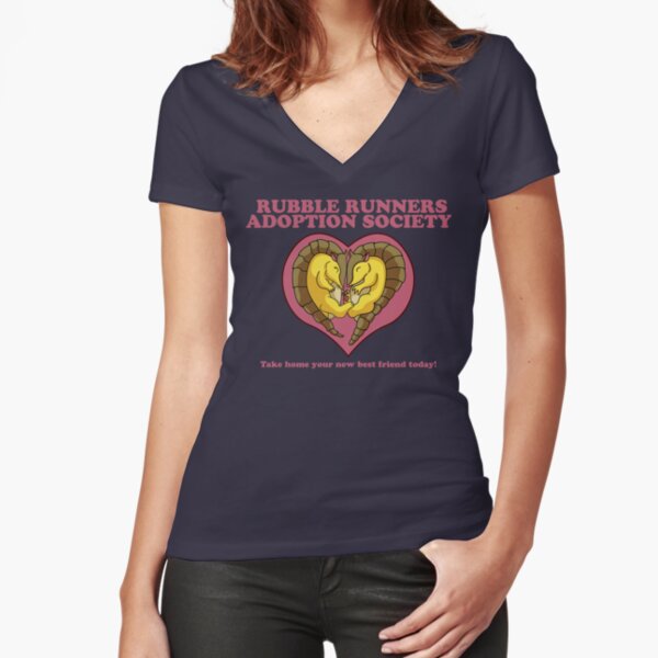 Rubble Runners Adoption Society by Ellie Akers and Kalin Kadiev Fitted V-Neck T-Shirt