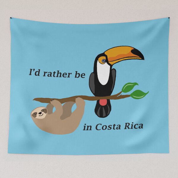 Item preview, I'd rather be in Costa Rica, sloth and toucan designed and sold by Kharts.