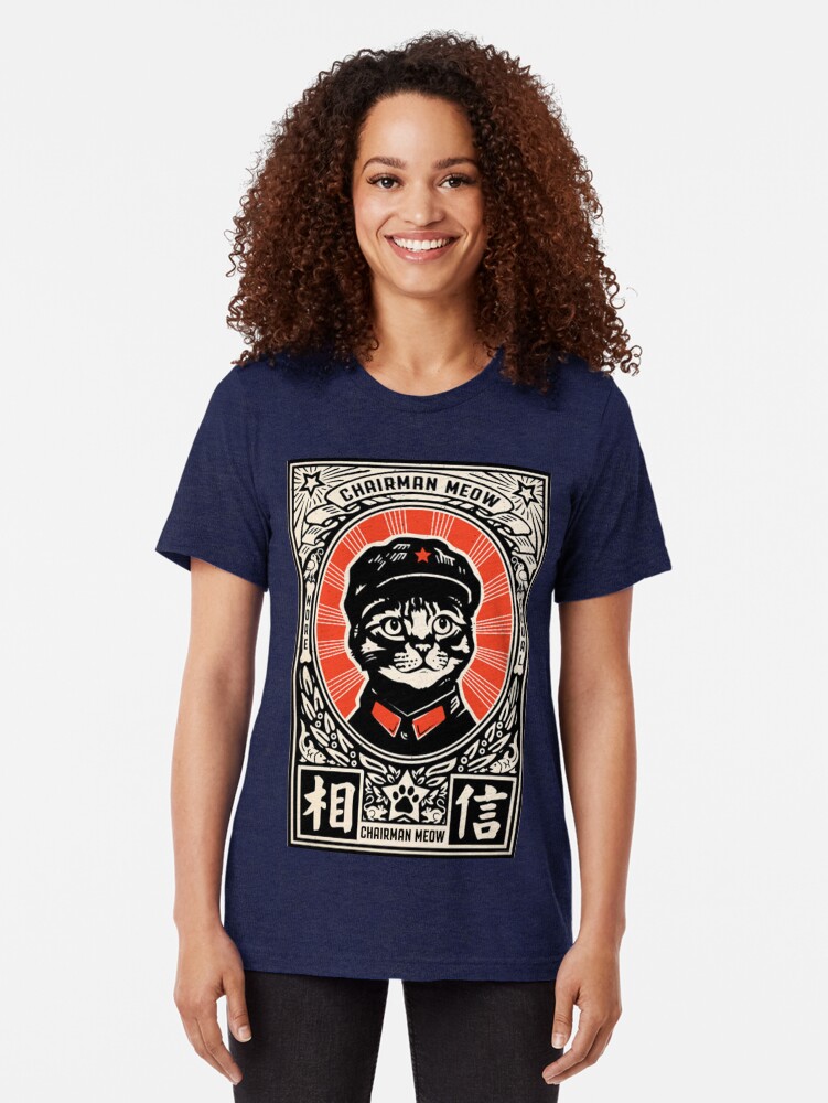 Alternate view of Chairman Meow - Kittens of the world unite | Meow Tse Tung Tri-blend T-Shirt