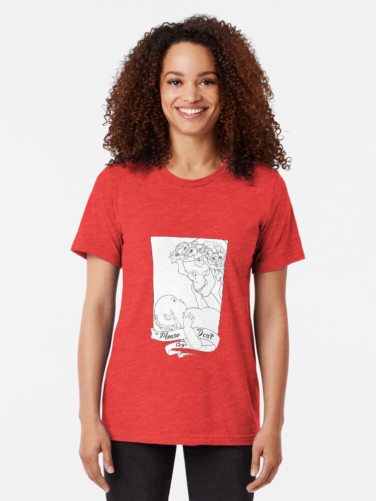 Alternate view of Please Don't Cry Tri-blend T-Shirt