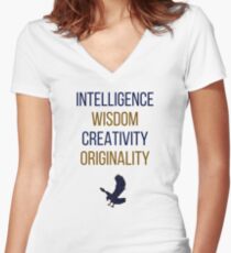 Blue words Women's Fitted V-Neck T-Shirt