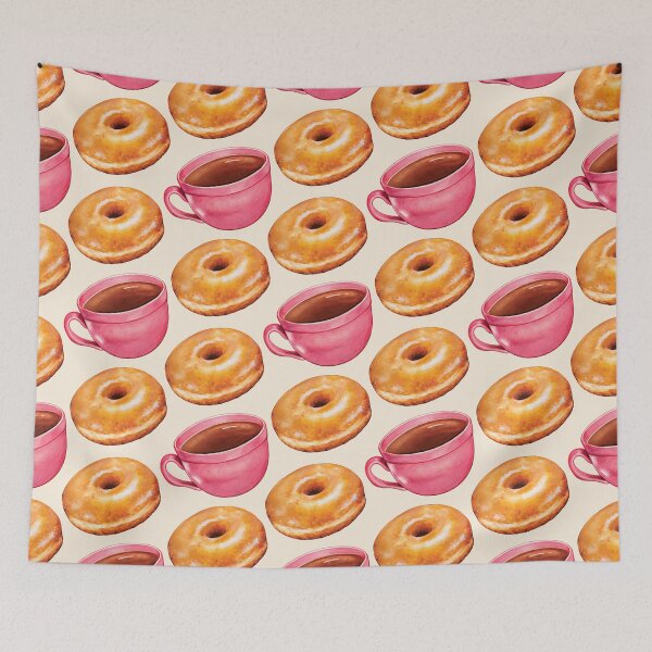 Item preview, Coffee & Glazed Donuts Pattern, - White designed and sold by Kelly  Gilleran.