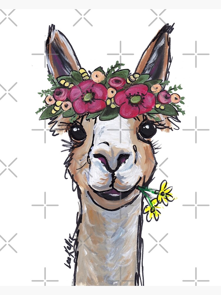 "Alpaca Art, Cute Alpaca Art with flower crown" Poster for Sale by