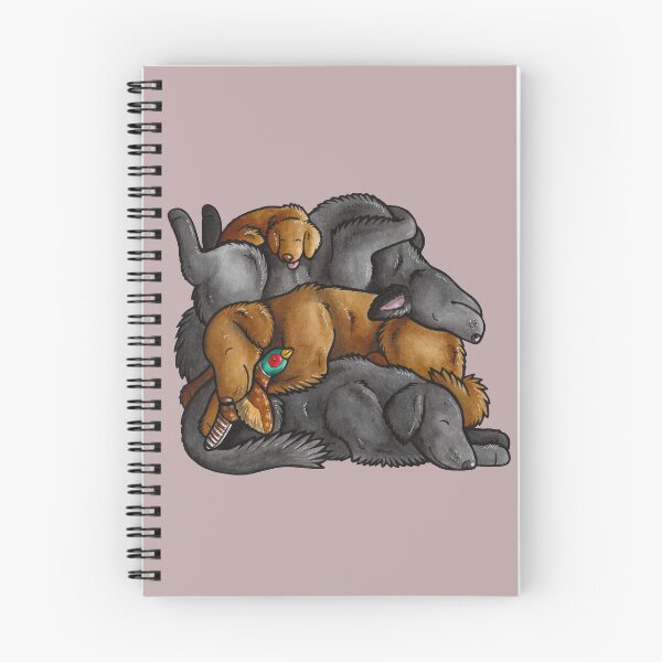 Item preview, Sleeping pile of Flat-coated Retriever dogs designed and sold by animalartbyjess.