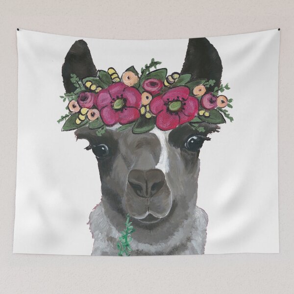 Item preview, Llama Art, Cute Llama with flower crown art designed and sold by leekellerart.