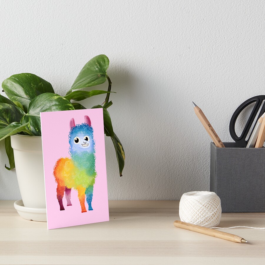 Regenbogen-Lama pink Galeriedruck