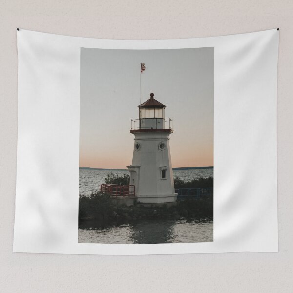 Item preview, Cheboygan Crib Light at Sunset designed and sold by LindsayVTravels.
