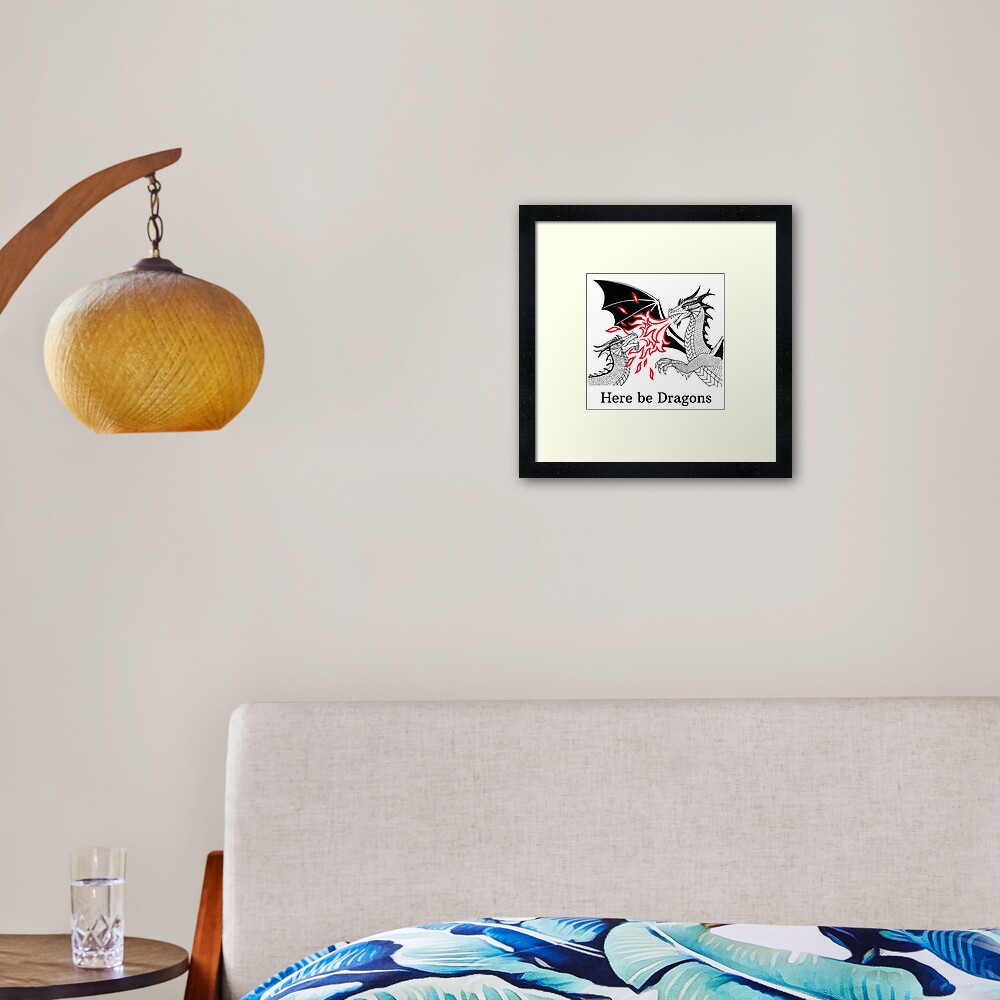 Dragons Fight Framed Art Print