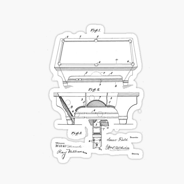Item preview, Billiard Table Vintage Patent Drawing designed and sold by TheYoungDesigns.