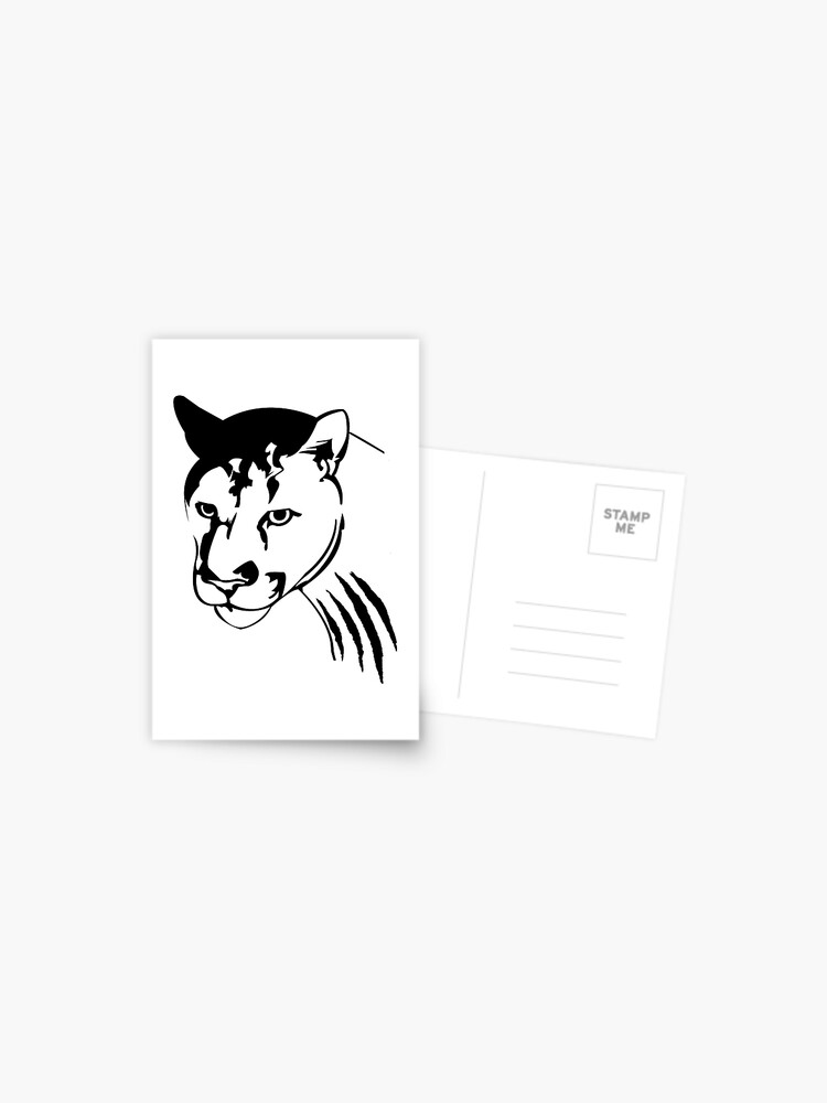Cougar Wild Cat Head Drawing Postcard By Janicereil Redbubble