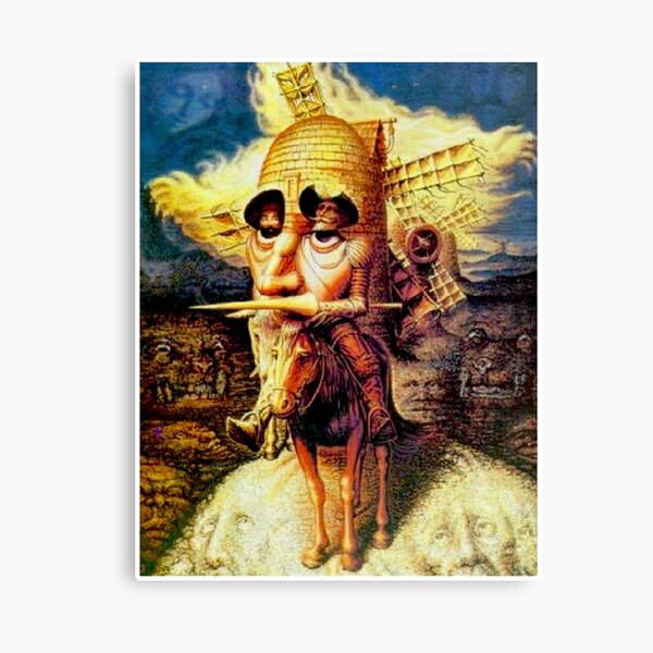 DON QUIXOTE : Vintage Abstract Dali Tilting at Windmills Print Canvas Print