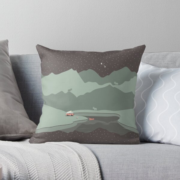 Into the Wild - Camping Scene Throw Pillow