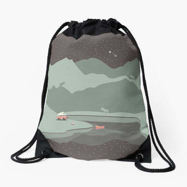 Into the Wild - Camping Scene Drawstring Bag