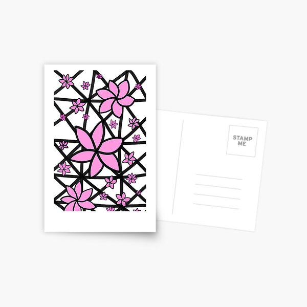 Pink Lattice Flower Postcard