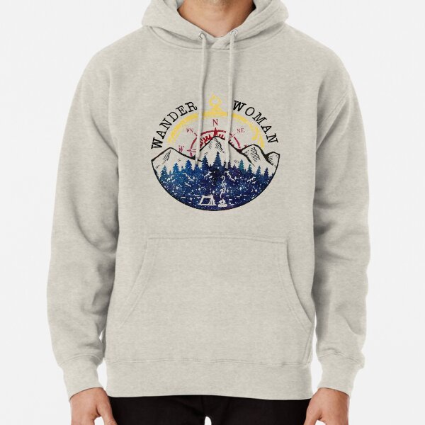 Camping Wander Woman Hiking Vintage Pullover Hoodie