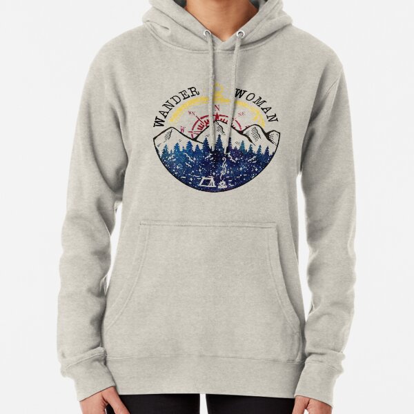 Camping Wander Woman Hiking Vintage Pullover Hoodie
