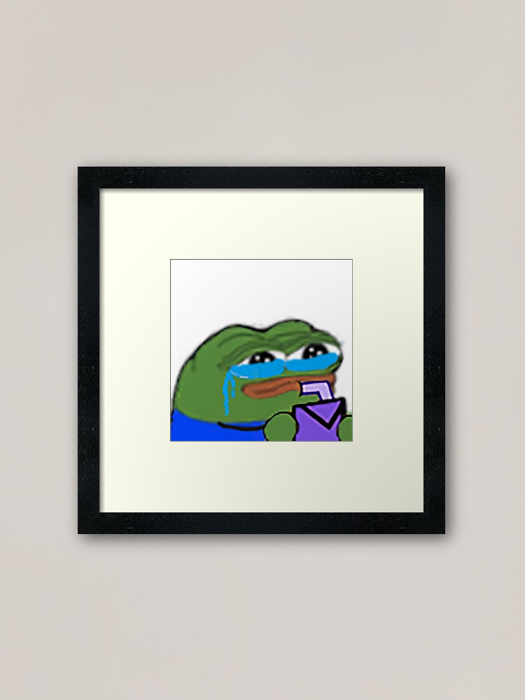 "sad pepe drinking juice" Framed Art Print for Sale by swaggyhone