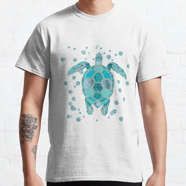Glamour Aqua Turquoise Turtle Underwater Scenery Classic T-Shirt