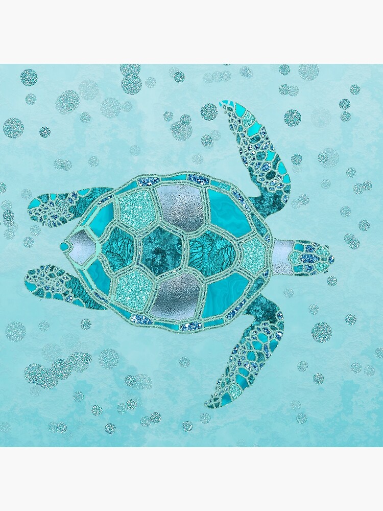 Thumbnail 4 of 4, Pillow, Glamour Aqua Turquoise Turtle Underwater Scenery designed and sold by artsandsoul.
