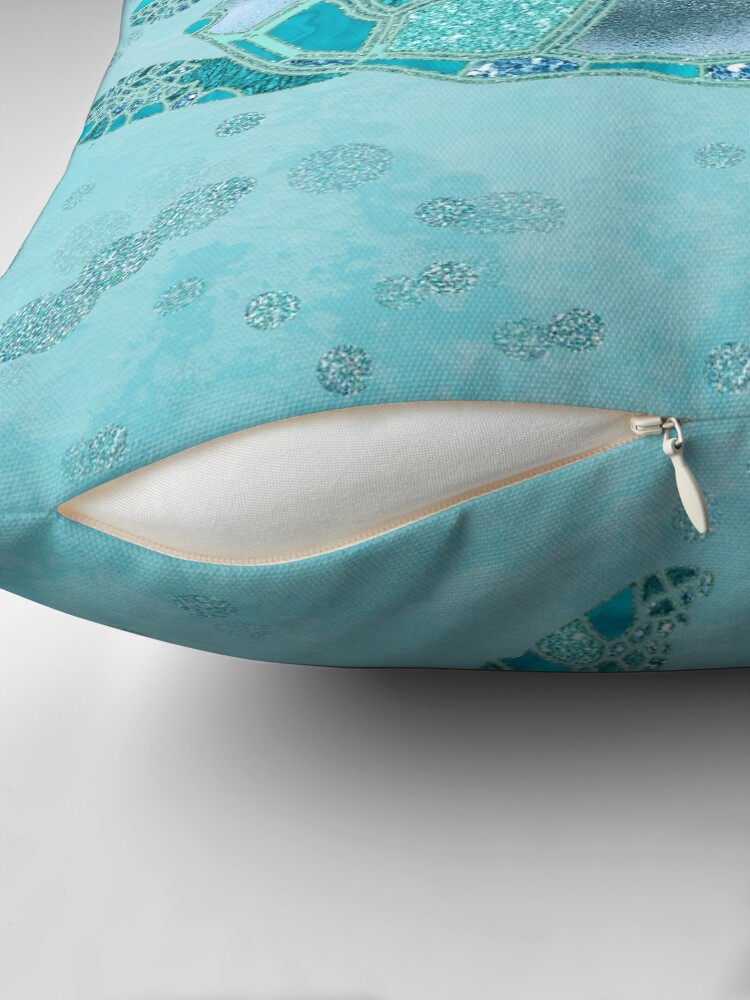Thumbnail 2 of 4, Pillow, Glamour Aqua Turquoise Turtle Underwater Scenery designed and sold by artsandsoul.