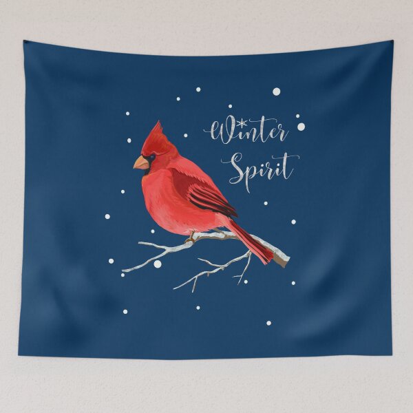 Item preview, WINTER SPIRIT CHRISTMAS RED CARDINAL WILDLIFE BIRD AND SNOWFLAKES designed and sold by Jecolds.