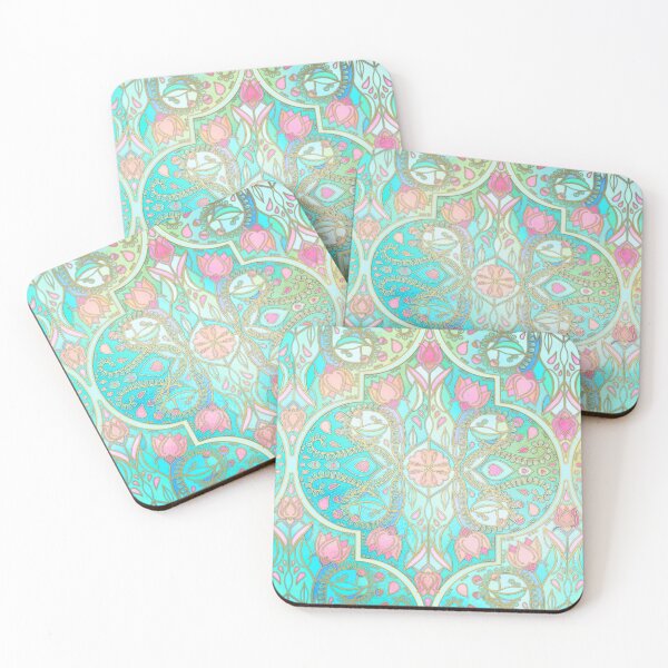Item preview, Floral Moroccan in Spring Pastels - Aqua, Pink, Mint & Peach designed and sold by micklyn.