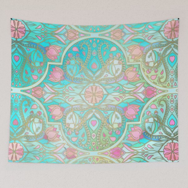 Item preview, Floral Moroccan in Spring Pastels - Aqua, Pink, Mint & Peach designed and sold by micklyn.