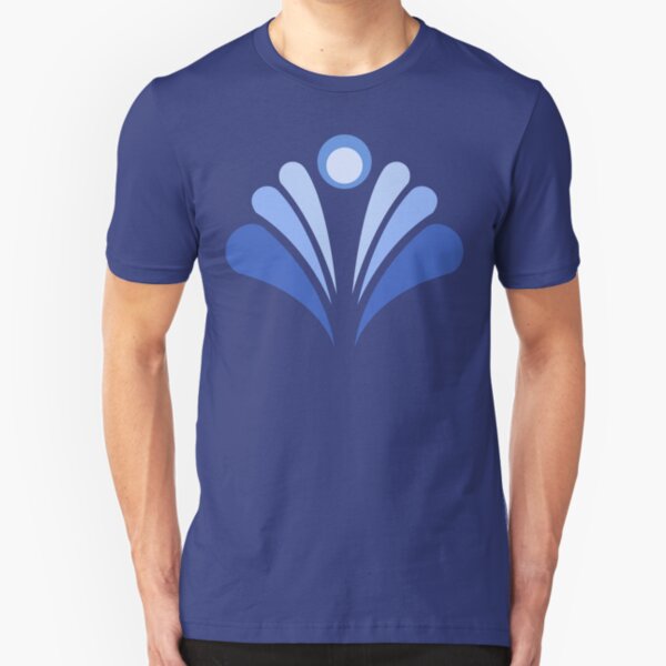 Geometric Pattern: Art Deco: Peacock: Blue Slim Fit T-Shirt