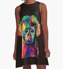 Cute Baby Monkey Colored Design A-Line Dress