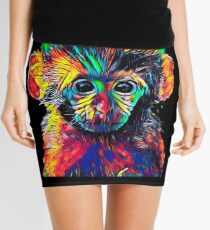 Cute Baby Monkey Colored Design Mini Skirt