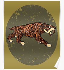 Saber-toothed cat mandala Poster