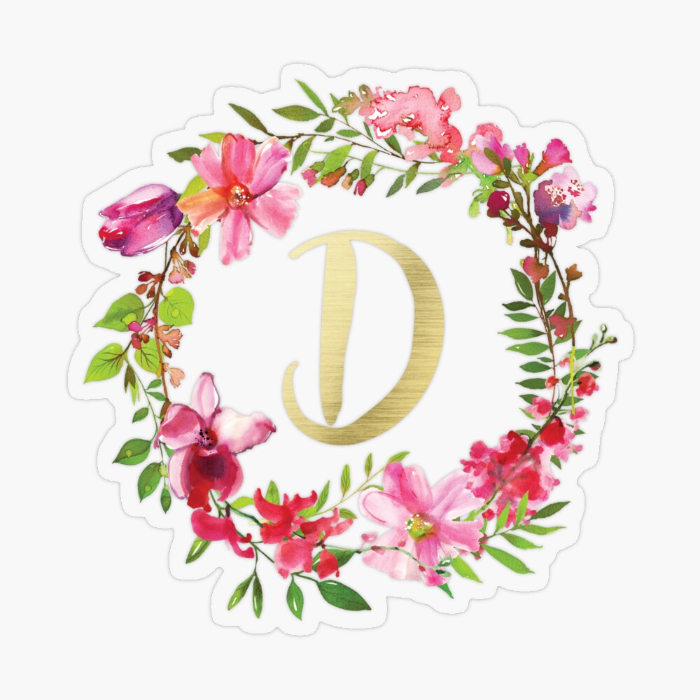  3dRose D Monogram Initial Flowers Outline Boho