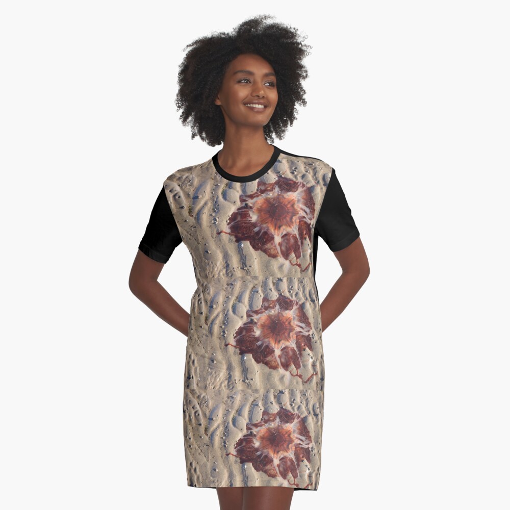 Stunning red jellyfish at Maidens Beach Graphic T-Shirt Dress
