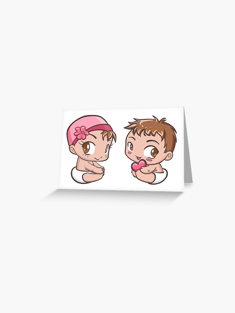 Baby Twins Boy And Girl Greeting Card By Conxypy Redbubble