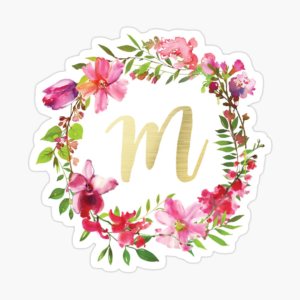 Monogram Floral Art Print - Letter M - Meadowsweet Studio