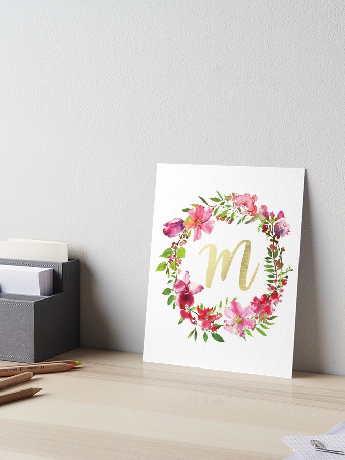 Monogram Floral Art Print - Letter M - Meadowsweet Studio