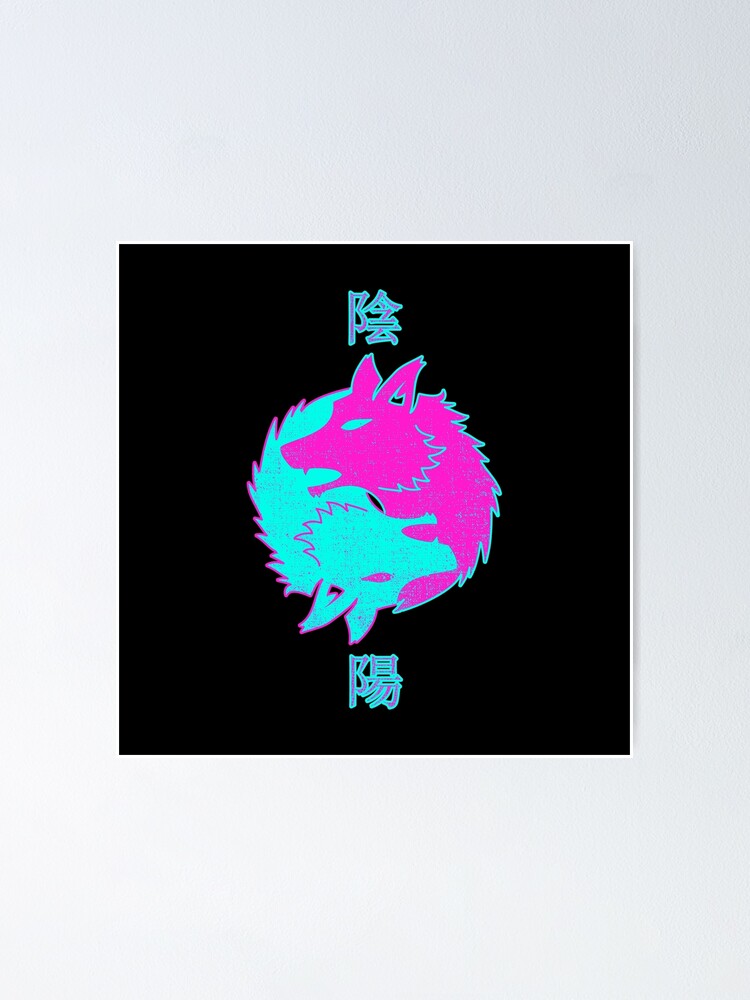 "Retro Aesthetic Vaporwave Shirt Fox Yin Yang For Pastel Goth" Poster