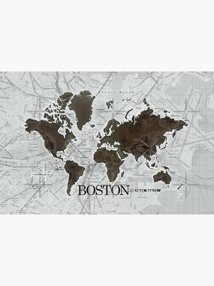 Disover Boston Map Canvas MA Map Print, Boston coordinates Premium Matte Vertical Poster