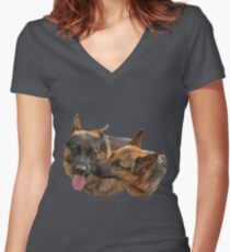 Alsatian Women's Fitted V-Neck T-Shirt