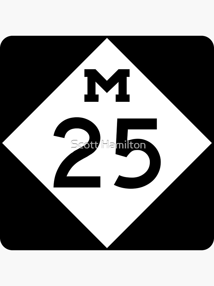 Thumbnail 3 of 3, Sticker, Michigan M-25 | United States Highway Shield Sign Sticker designed and sold by djakri.