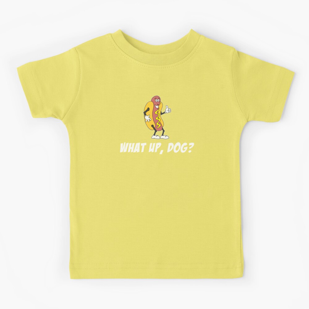 Kid's What Up Dog Graphic Tee | Funny Hot Dog T-Shirt Yellow / Age 4