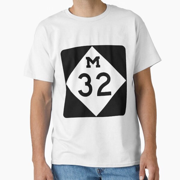 Vista previa del artículo con la obra «Michigan M-32 | United States Highway Shield Sign Sticker», diseñado y vendido por Transit Traveller.