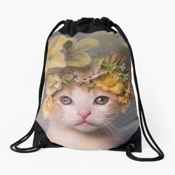 Flower Power, Bull the Kitten Drawstring Bag