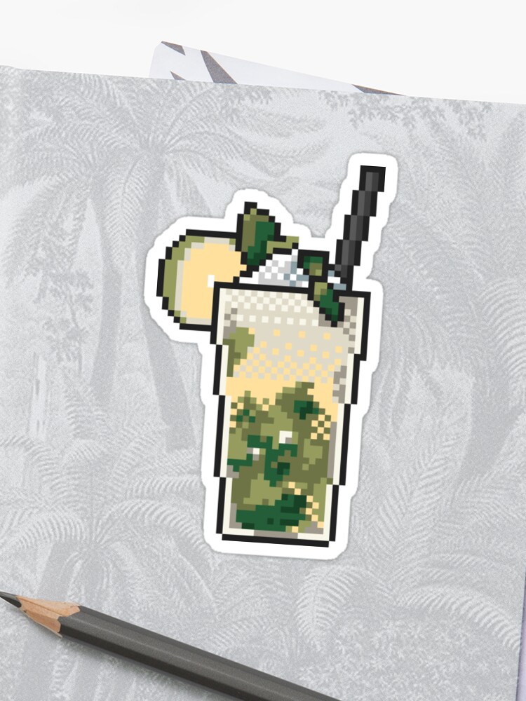 Limonade De Glace Rafraîchissante à La Menthe Citron Et Glace Pixel Art Sur Fond Blanc Sticker