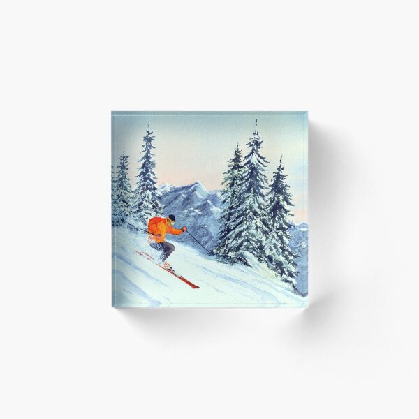 Skiing - The Clear Leader Acrylic Block